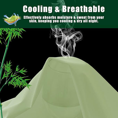 TELUS Pillow Cases King Size 2 Pack, Bamboo Rayon Cooling Pillowcases with Envelope Closure, Cool Breathable Pillow Case for Hot Sleepers & Night Sweats, 20x36 inches, Green
