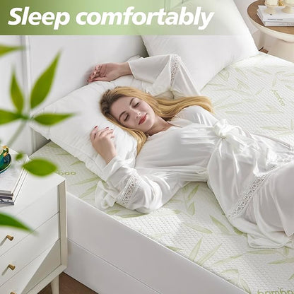 Queen Mattress Protector Waterproof Mattress Pad Washable Bamboo Rayon Mattress Cover Breathable Noiseless Bed Protector 5" - 21'' Elastic Fitted Deep Pocket