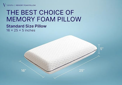 Cooling Gel Memory Foam Pillow - 1-Pack - Standard Size Bed Pillows For Sleeping - Medium-Firm - Back, Stomach and Side Sleeper Pillow - Shoulder & Back Pain Relief - Washable , Bamboo Viscose Cover