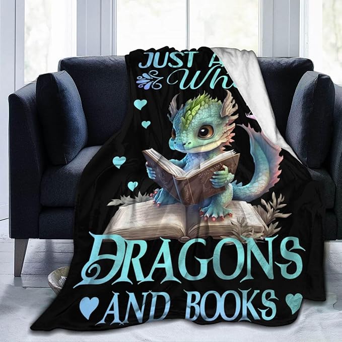Dragon Blanket for Women Men, Cute Dragon Themed Design Printed Throw Blankets for Teens Adults Lap, Couch Bed, Warm Soft Cozy Blanket, 60"x 80"