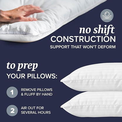 Beckham Hotel Collection Down Alternative Pillows & Cotton Sheets 4 Piece Set, 16" Deep Pocket, 2 Open End Pillowcases, King, Sand