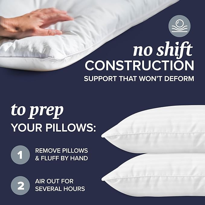 Beckham Hotel Collection Bed Pillows with Cotton Pillowcases King Size Sets of 2, Soft Down Alternative Pillows for Sleeping, Open End Cases for Easy Changing, Dark Gray