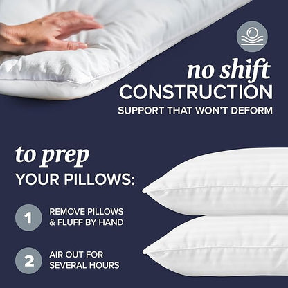 Beckham Hotel Collection Bed Pillows with Cotton Pillowcases King Size Sets of 2, Soft Down Alternative Pillows for Sleeping, Open End Cases for Easy Changing, Dark Gray