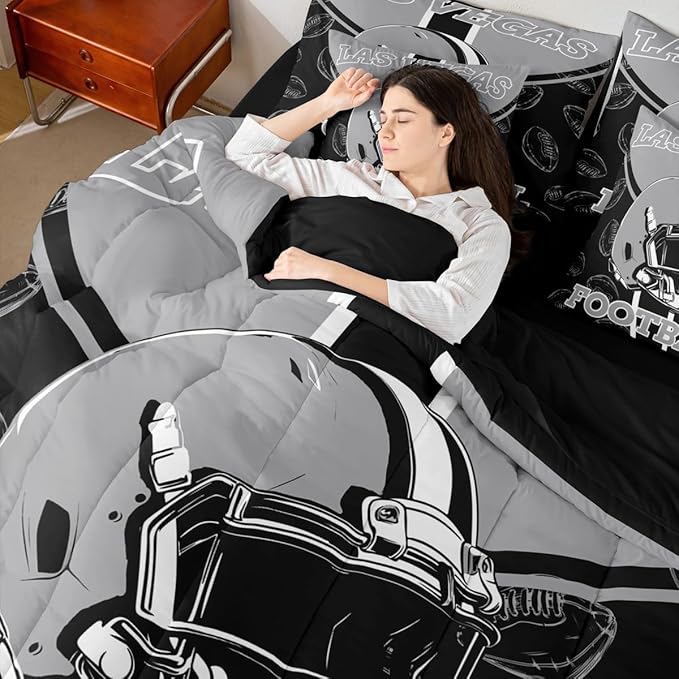 Feelyou Football Comforter Set Twin Size 7 Pieces Ball Games Bedding Set for Kids Boys Girls Rugby Bed in a BagFootball Bedroom Decor Rugby Sports