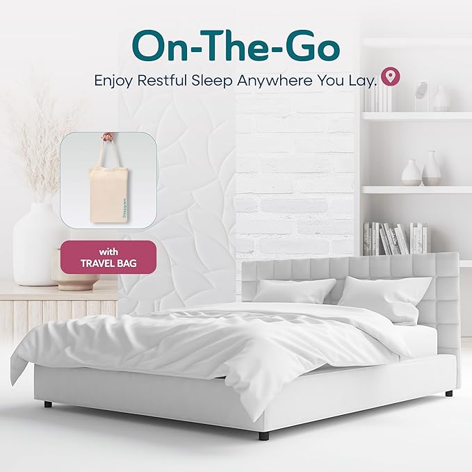 Sleepgram Supima Machine Washable 400 Thread Count Cotton Silver Ion Infused Luxury Zippered Duvet Cover with Travel Bag, Twin, White
