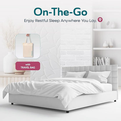 Sleepgram Supima Machine Washable 400 Thread Count Cotton Silver Ion Infused Luxury Zippered Duvet Cover with Travel Bag, Twin, White