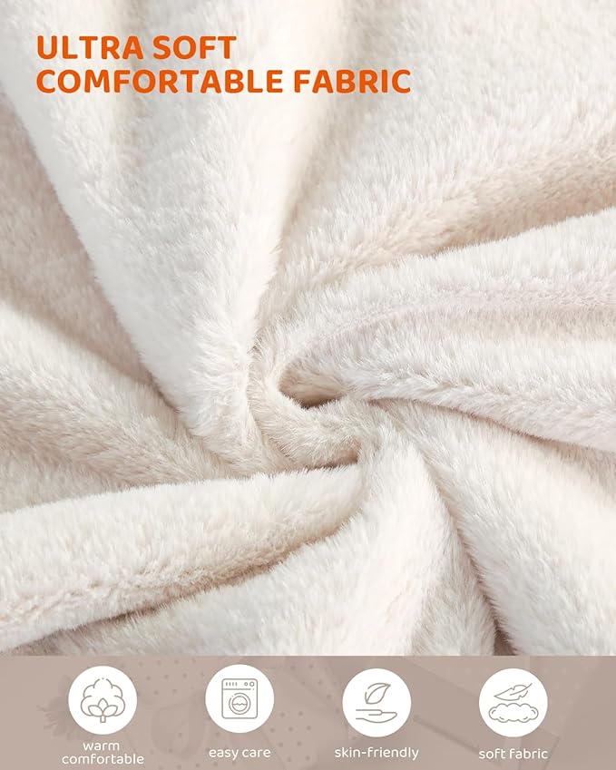 Heated Blanket Electric Blanket Twin Size, Super Soft Cozy Upgraded Flannel Heating Blanket with 9 Heating Levels & 1-9 Hours Auto Off, Fast Heating & Overheat Protection, 62" x 84", Blush White