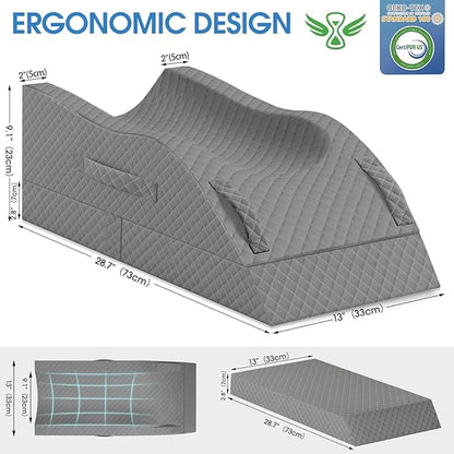 Elevation Pillows for Leg After Surgery, Memory Foam Adjustable Wedge Pillow for Injury or Rest, Ankle Pillow for Sleeping Blood Circulation Full Grey/Single Leg
