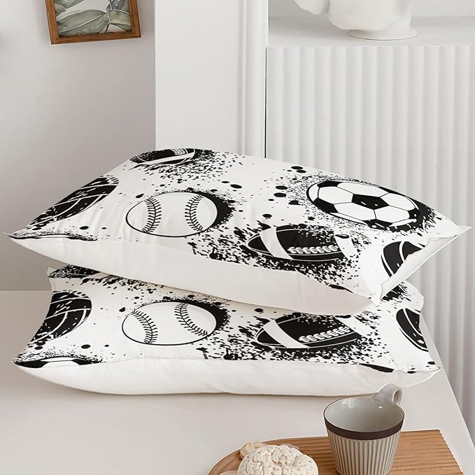 Axolotl Ball Sports Comforter Set King,Football Soccer Bedding for Boys,Football Baseball Game Comforter,Baseball Sport Bedding,Hip Hop Graffiti Artwork Bed Set for Kids Men,1 Quilt 2 Pillowcases