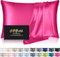 Silk Pillowcase for Hair and Skin, Mulberry Silk Pillow Cases Standard Size, Anti Acne Cooling Sleep Both Sides Natural Silk Satin Pillow Covers with Hidden Zipper, Gifts for Women Men, Hot Pink
