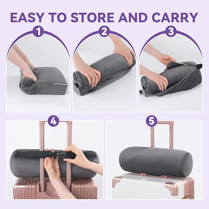 ROYALAY Travel Wedge Pillow for Sleeping, Adjustable Portable Wedge Pillow for Travel, Leg Elevation Body Positioner for Chair, Bed, Travel, Camping