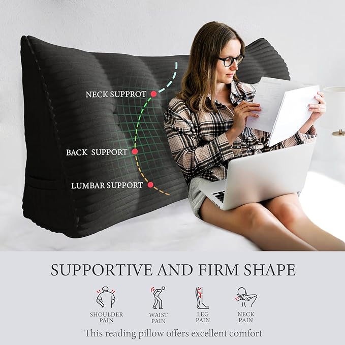 8 lbs Thickened Wedge Pillow Headboard Body Positioner Triangular Reading Pillow Bed Bolster Pillow for Sitting Up in Bed with Removable Cover, Backrest Corduroy Twin