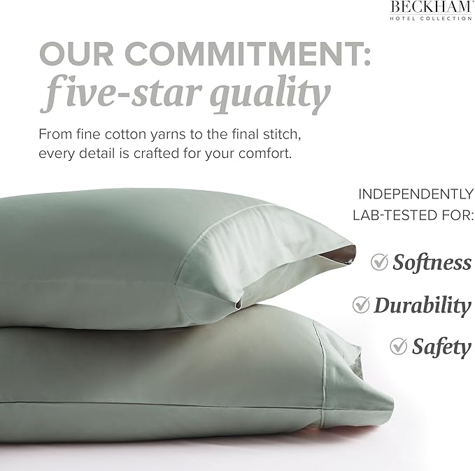 Beckham Hotel Collection Bed Pillows with Cotton Pillowcases King Size Sets of 2, Soft Down Alternative Pillows for Sleeping, Open End Cases for Easy Changing, Aqua Gray