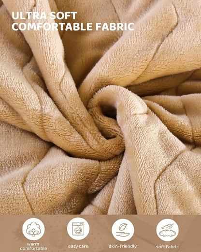 Electric Heated Blanket Queen Size, Super Soft Cozy Upgraded Flannel Heating Blanket with 9 Heating Levels & 1-9 Hours Auto Off, Fast Heating & Overheat Protection, 84" x 90", Brown