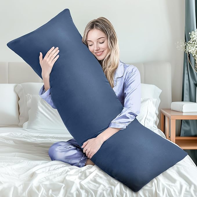 MAGIC ELEPHANT Body Pillow, Memory Foam Body Pillow for Adults, Long Pillow for Bed and Sleeping, Full Long Bed Pillow Insert with Cover (Blue, 20x54 Inch)