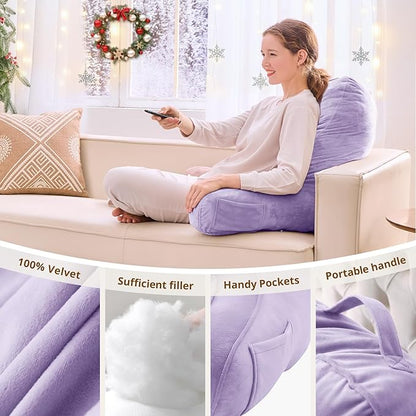 Sasttie Reading Pillow, Pillows for Reading or Relaxing – Ergonomic Support for Head, Neck, Back, and Lumbar, 23-Inch, Lavender