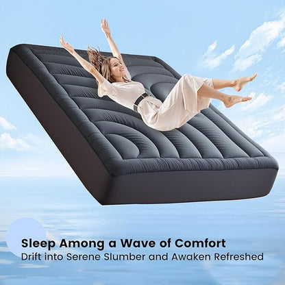Waterproof Mattress Pad Full, Quilted Fitted Full Mattress Topper, Five-Layers Noiseless Mattress Protector Cover with 8"-21" Deep Pocket, Machine Washable, Grey, 54x75