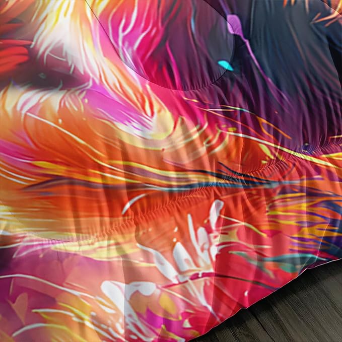 Cartoon Kawaii Cat Comforter Set Twin Size 3D Animals Flower Toddler Bedding Set Cat Lovers Animal Bubble Design Quilt Bed Set for Girls Kids Teens