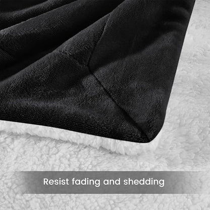 IR Imperial Rooms Sherpa Fleece Throw Blanket for Couch - Soft and Fuzzy Black Blanket for Winter - Reversible Thick and Warm Fluffy Throw Blankets for Bed, Sofa, Camping and Travel, 50x60 Inches