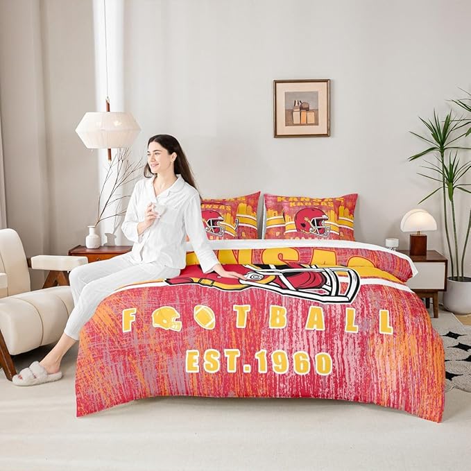Erosebridal Classic Football Bed in A Bag Queen Size Boys Girls Bedding Set Rugby Gifts for Football Fans Women Men City Ball Game Comforter Sets with Sheets Rugby Sports Bed Set Bedroom Decor
