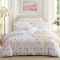 Purple Bow Duvet Cover Full 3Pcs Girls Floral Duvet Cover Set, Cute Romantic Princess Style Bowknot Bedding Set Soft Microfiber Garden Flower Bedding with 2 Pillowcases(No Comforter)