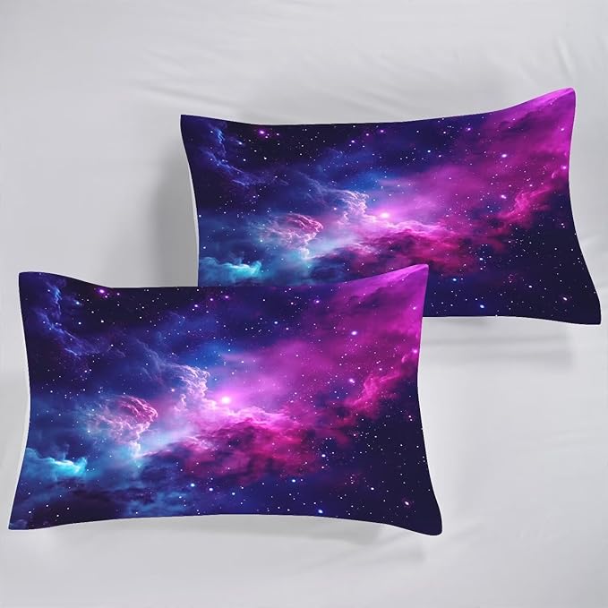 Purple Galaxy Sheet Sets Twin Size Constellation Bedding Set Kids Teens Girls Boys Starry Sky Fitted Sheet Outer Space Universe Star 1 Flat Sheet 1 Fitted Sheet 1 Pillowcase