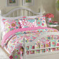 Cozy Line Home Fashions Pink Mariah Floral Polka Dot Reversible Quilt Bedding Set, Coverlet, Bedspreads for Girls (Twin - 3 Piece, 1 Quilt + 1 Sham + 1 Decorative Pillow)