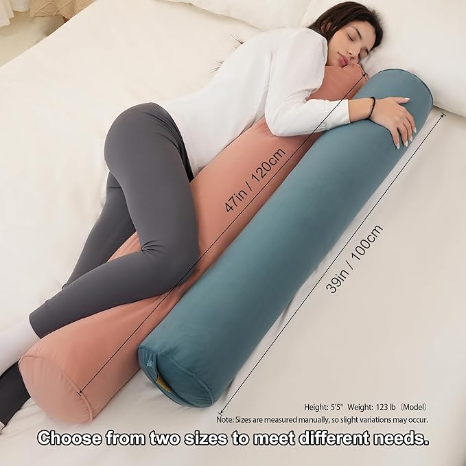 Body Pillow for Adults – Long Bolster Pillow for Bed, Round Cuddle Pillow, Full Support for Side Sleepers,39 x 7.87 Inches,Blush Pink