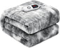 Electric Heated Blanket 62"x84",Luxury Grey Twin Faux Rabbit Fur Electric Blanket,Fast Heating Soft Fluffy Thick Electric Blanket with 6 Heating Levels & 12H Auto Off