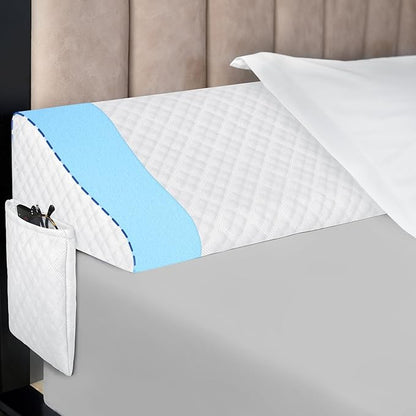 Kayfia Full Size Bed Wedge Pillow for Headboard Bed Gap Filler with Pocket Close Gap (0-8") Prevent Pillow Loss Triangle Foam Mattress Filler for Gap Between Wall and Mattress (White, 54"x10"x6")