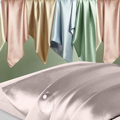 Silk Pillowcase 2 Pack, Natural Mulberry Silk Pillow Cases, Anti Acne Silk Pillowcase for Hair and Skin, King Size Silk Satin Pillowcase Set of 2 with Zipper, Gifts for Sleeping Women, Taupe