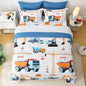 7 Pieces Boys Comforter Set Queen Size Excavator Bedding Set Cartoon Car Kids Bed in a Bag Construction Truck Bedding for Children Kids Boys Teens for Birthday Choice