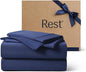 REST® Evercool®+ Cooling Sheet Set, Full Size, Midnight Blue, Breathable Bed Sheets for Hot Sleeper and Night Sweats, with Pillowcases, with Ionic+ Self-Cleaning Silver Yarn for Sensitive Skin, 4PCS