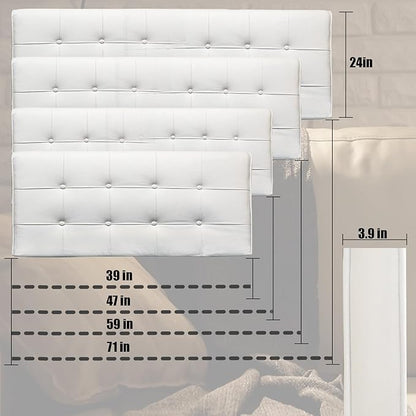 BCU White Headboard Twin XL Upholstered Wedge Pillow Headboard Adjustable Washable with Side Pocket for College Dorm Bed Twin XL Bed