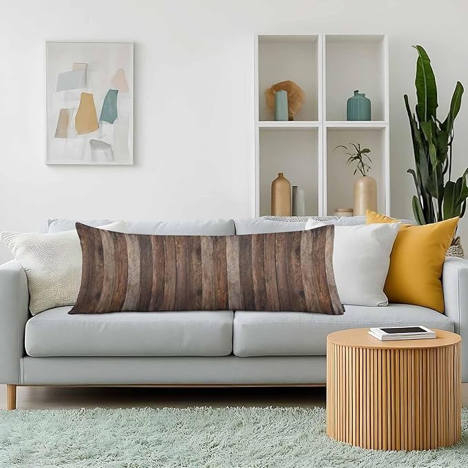 Retro Wood Decorative Home Pillow Covers, Old Wooden Brown Long Body Pillow Cover Sleeper Pillow Cushion Cover Bedding Body Pillowcase for Man Woman Sofa Patio Shop 20x54 Inches