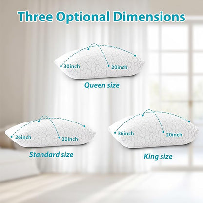 Cooling Pillows for Sleeping 2 Pack, King Size Adjustable Shredded Memory Foam Pillows, Firm Bed Pillows for Side, Back, Stomach, Hot Sleepers, Cold Pillow with Removable Washable Cover