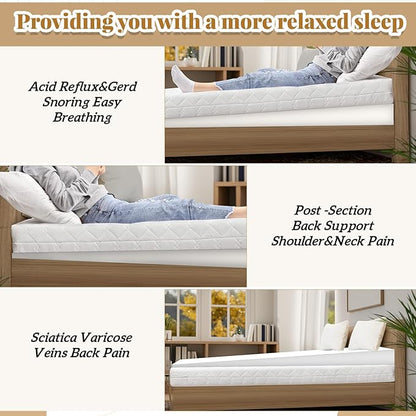 Mattress Wedge, 5 Inch Size Queen Incline Wedge for Acid Reflux Gerd, Neck and Back Pain, Snoring, Adjustable Elevator Under Mattress Topper Support for Bedroom