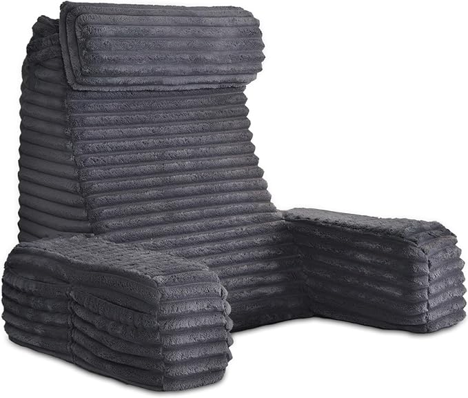 ENITYA Reading Pillow for Sitting in Bed Adult, XL Back Pillow for Bed Sitting up, Back Support Chair Pillow for Sitting up/Watching TV/Reading/Gaming/Resting/Post Surgery,Dark Grey