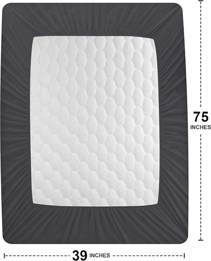Utopia Bedding Waterproof Mattress Protector, Twin Mattress Pad, Noiseless Quilted Fitted Cover with Deep Pocket Stretches up to 16 Inches (Grey)