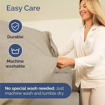 Twin 4 Piece Sheet Set - Comfy Breathable & Cooling - Soft Hotel Luxury Bedding Set with 8-16 Inch Deep Pockets - 1 Flat & 1 Fitted Sheet & 2 Pillowcases - Wrinkle Free & Easy Care - Heathered Beige