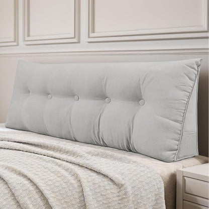Headboard Pillow Queen, Large Triangular Wedge Headboard Pillow for Reading and Resting, Backrest Positioning Support Pillow with Removable Cover (Light Grey)