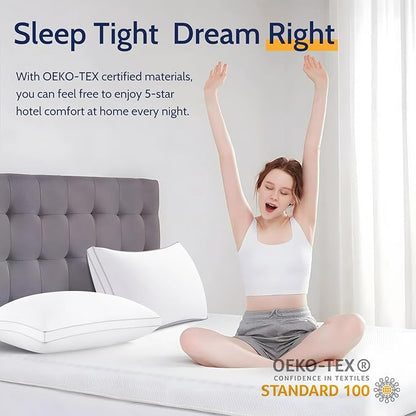 Pillows Standard Size Set of 2, Bed Pillows for Sleeping 2 Pack, Luxury Hotel Quality, Supportive Standard Pillows with Soft Down Alternative for Back Stomach Side Sleepers, Machine Washable