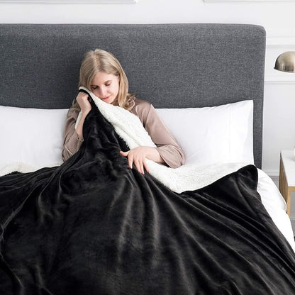 IR Imperial Rooms Black Sherpa Blankets Queen Size for Bed - Wholesale Bulk Pack of 9 Sherpa Blankets - Soft Fluffy Throw Blanket for Hotels, Guest Bedroom, 90x90 Inches