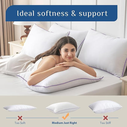 JOLLYVOGUE Pillows King Size Set of 2, Washable Supportive Bed Pillows with Super Soft Down Alternative Fill, Luxury Fluffy Hotel Quality for Side, Back, and Stomach Sleepers