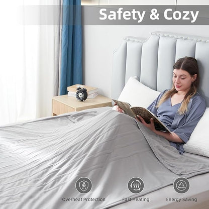 Electric Heated Blanket Full Size 72"x84", Soft Fleece with 10 Hours Auto-Off & 4 Heating Levels, Overheating Protection, Machine Washable, Cozy Light Gray