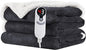 Electric Heated Blanket 62"x84" Twin Size - Flannel & Sherpa Fabric Dual-Sided, 6 Heat Settings & 10 Hours Auto Off, Soft & Cozy Warming Throw for Home, Office, or Bed, Machine Washable, Iron Gray