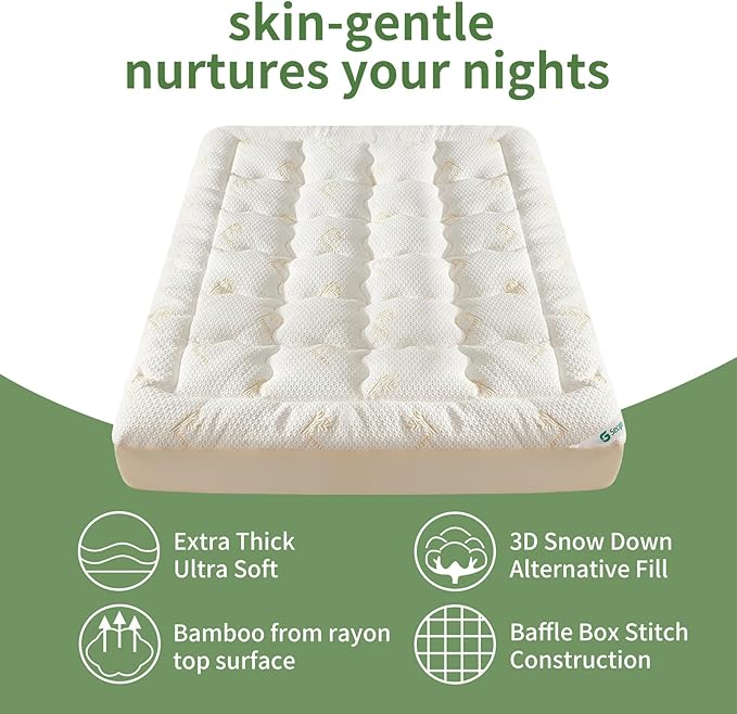 Premium 100% Waterproof Twin Mattress Topper, Breathable Mattress Pad, Rayon from Bambo Bed Protector, Deep Pocket Sheet Cover 8"-21"