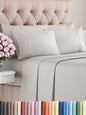 Queen Sheets Set 6 Piece - Includes 4 Pillowcases - Bed Sheets Queen Size - Soft Hotel Luxury Bedding - Cooling, Comfy & Breathable - 1 Flat & 1 Fitted & 4 Pillowcases w/ Deep Pockets - French Grey