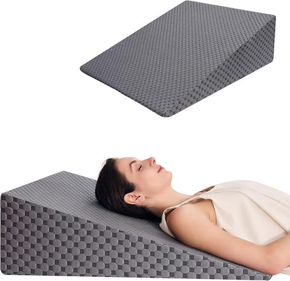 Wedge Pillow 7.5in Bed Wedge Pillow for Sleeping, Snoring, Back Support, After Surgery, Triangle Pillow, with Washable Cover, Gray