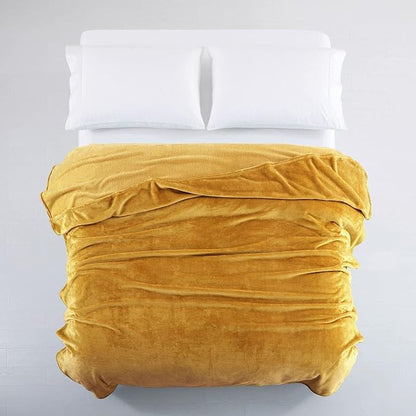 IR Imperial Rooms Fleece Blanket Twin Size 60 x 80 Inches - Super Soft Fluffy Throw Blanket for Sofa and Bed - Warm and Cozy Lightweight 400 GSM Microfiber Bed Throws Blankets (Twin, Mustard)